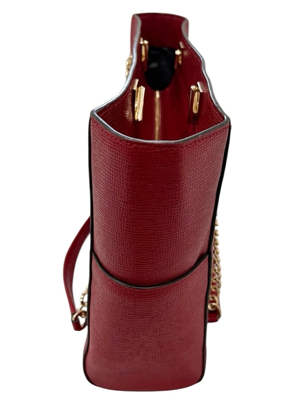 Henri Bendel Waldorf “THE WEAPON” Red Textured Leather Chain Tote Bag NWOT - Picture 7 of 15